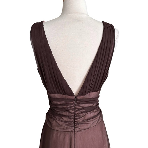 David’s Bridal Y2K Pink & Brown Beaded Mesh Empire Waist Dress Fairycore Sz 12 - Picture 7 of 16